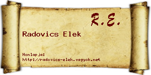 Radovics Elek névjegykártya